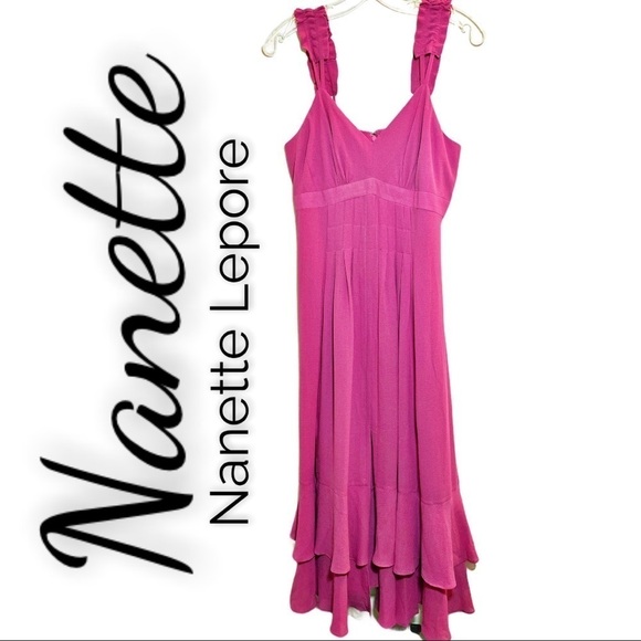 NANETTE LEPORE Pink Strappy Tiered Midi Dress, Size 4 - Picture 9 of 10